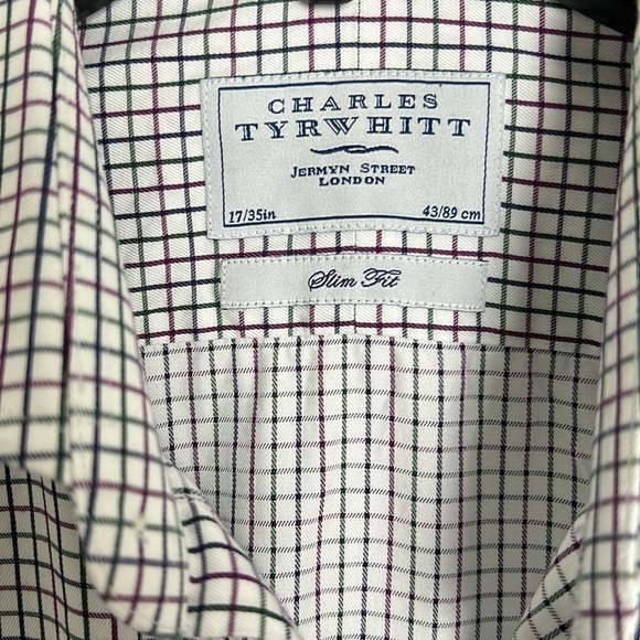 CHARLES TYRWHITT Collared Checkered Long Sleeve Button Down Dress Shirt - Picture 2 of 8